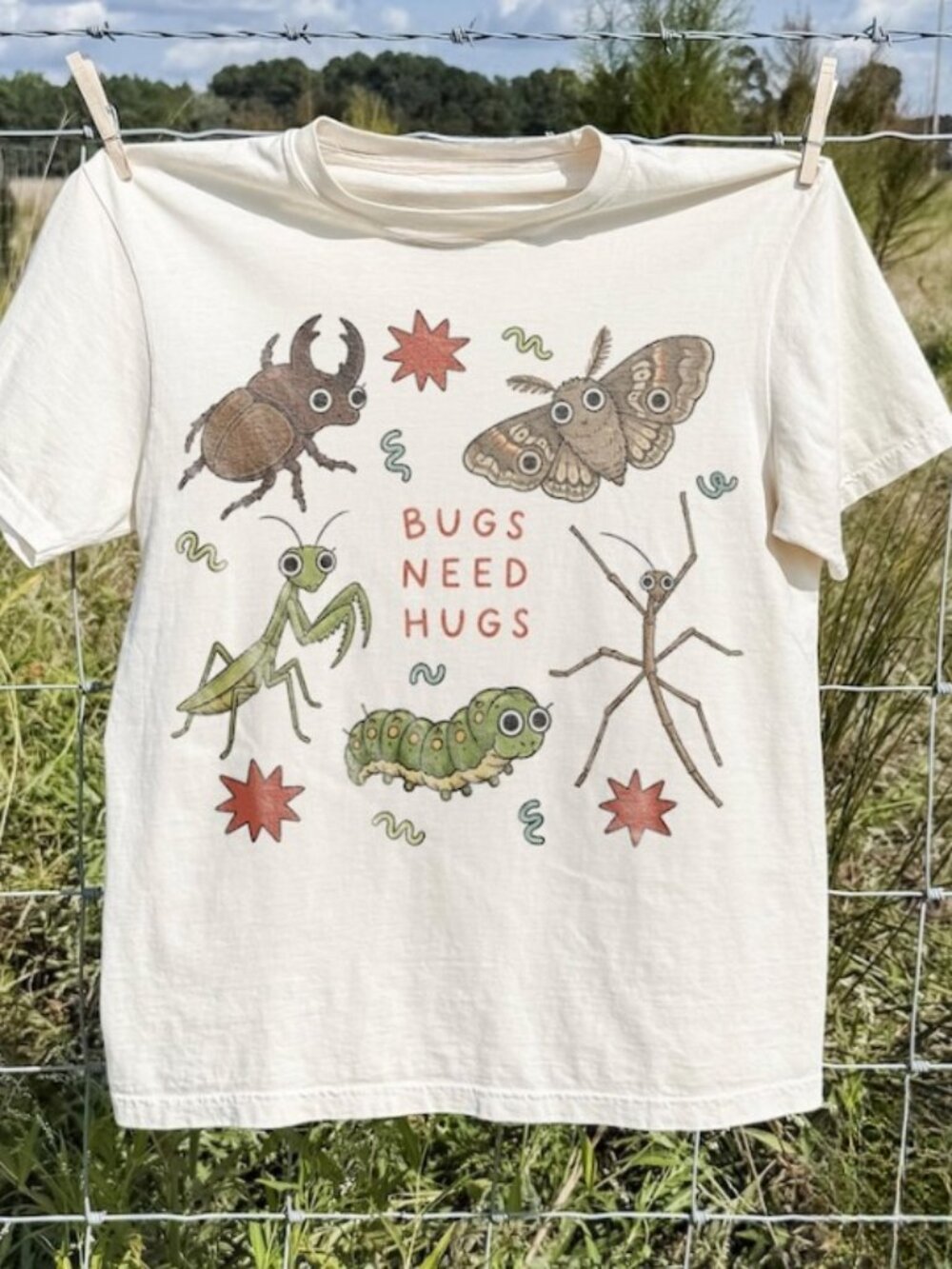 Cute Insect Friends Graphic Tee, Bugs Need Hugs Science Teacher Shirt